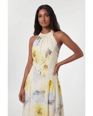 Karen Millen Floral Strappy Halter Neck Woven Midi Dress Lyocell - Blue