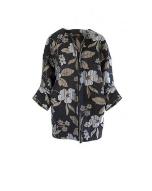 Jayley Silk Blended Print Jacket - Black