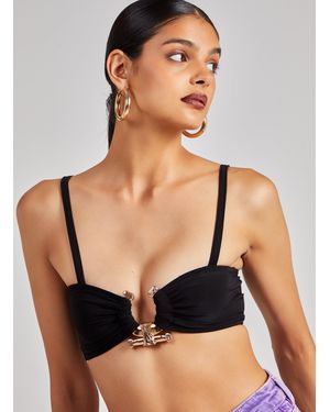 Pink Vanilla Trim Slinky Crop Top - Black