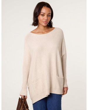 Blue Vanilla Boxy Jumper With Buttons - Natural