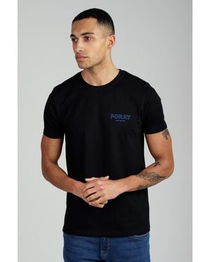 Foray Short Sleeve Cotton Crew Neck Logo T-Shirt - Black