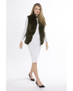 Jayley Hand Knitted Faux Fur Gilet - White