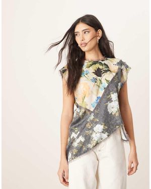 ARRANGE Asymmetric Top With Colourblock Detail - Natural