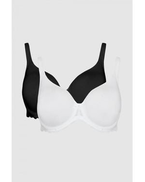 Gorgeous Dd+ 2 Pack Moulded Lace Wing T-Shirt Bra - White