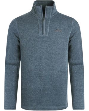 Weird Fish Stowe Knitted Quarter Zip Fleece Top (Dusty) - Blue