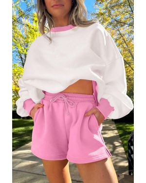 Azura Exchange Sweatshirt Shorts Set Casual - Pink