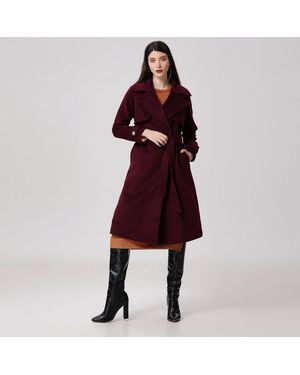 Smart & Joy Wollen Jas Met Schouderkleppen - Rood