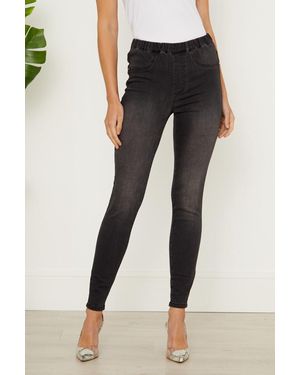 Sosandar Charcoal Stretch Jeggings - Blue