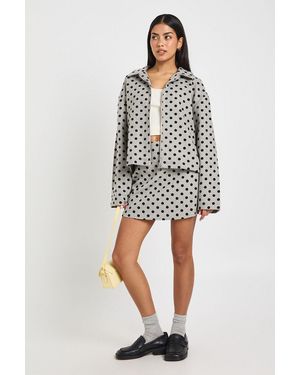 Boohoo Polka Dot Wool Look Mini Skirt - Grey