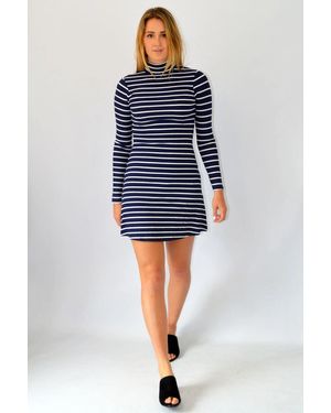 Secret Label Striped Ribbed Polo Dress - Blue