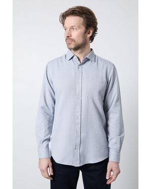MAINE Textured Smart Long Sleeve Shirt Cotton - Blue