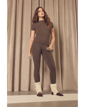 DSGN Studio Sculpt Pocket Detail High Waist Legging - Brown