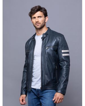 Lakeland Leather Charlie Racer Jacket - Blue