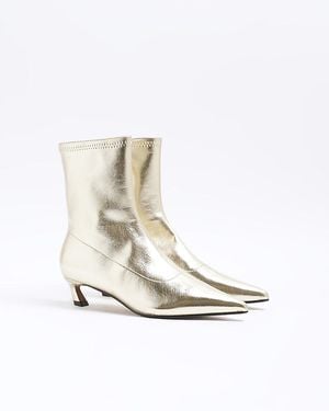 River Island Sock Boots Slant Heel Pu - White