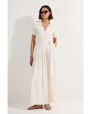 Karen Millen Soft Tailored Pleated Belted Jumpsuit - Natural