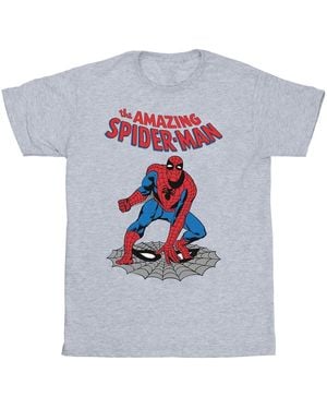 Marvel The Amazing Spider- Katoenen Vriendje T-Shirt (Sportgrijs) - Wit