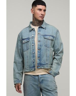 BoohooMAN Tall Basic Oversized Boxy Denim Jacket - Blue