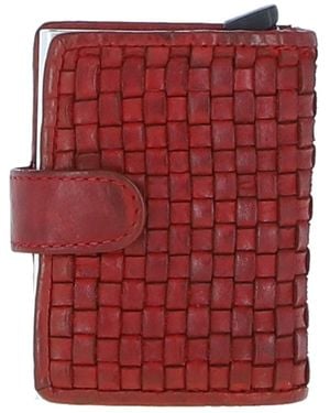 Ashwood Leather 'La Perfetto' Metal & Woven Card Wallet Case - Red