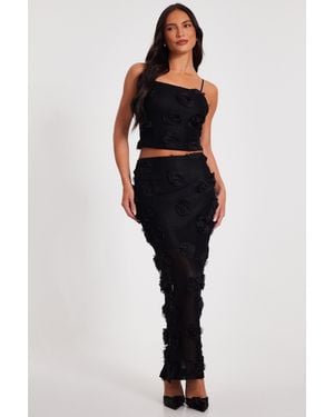 Quiz Floral Maxi Skirt - Black