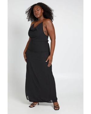 Boohoo Plus High Cowl Open Back Bead Detail Maxi Dress - Black