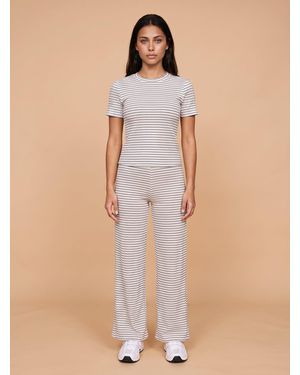 Urban Bliss Ribbed Stripe Wide Leg Trouser - Natural
