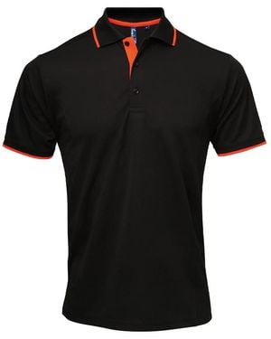 PREMIER Coolchecker Contrast Pique Polo Shirt - Black