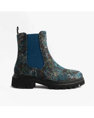 Heavenly Feet Zeta Meadow Velour Chelsea Boots - Blue