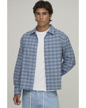 BoohooMAN Oversized Boxy Micro Check Shirt - Blue