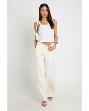 Boohoo Tall Tailored Wide Leg Trouser - White