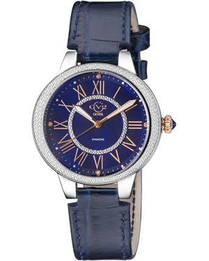 Gevril Gv2 Astor Ii Dial Leather Band Watch - Blue