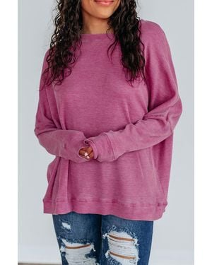 Azura Exchange Lange Mouw Gebreide Top - Roze