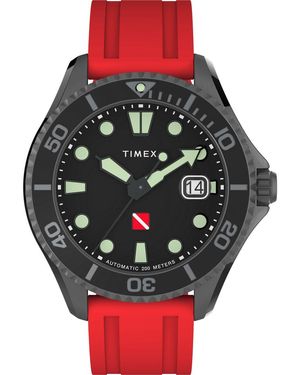 Timex Deep Water Tiburon Automatic Watch Tw2W21000 Rubber - Red