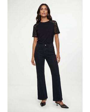 Wallis Lace Short Sleeve Jersey Top - Blue