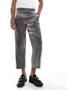 ASOS Straight Crop Length Suit Trousers - Grey