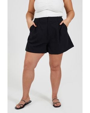 Brave Soul Curve Linen Look Tailored Shorts - Black