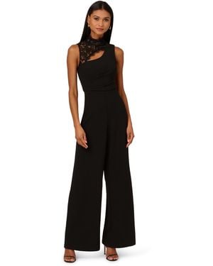 Adrianna Papell Combo Fabric Jumpsuit - Black