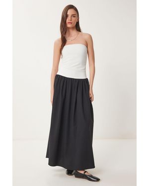 Happiness İstanbul Colour Blocked Strapless Maxi Dress - White