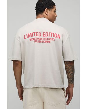 BoohooMAN Oversized Boxy Limited Edition T-Shirt - Natural
