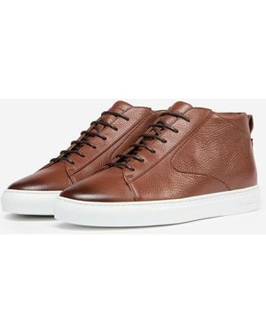 Oliver Sweeney Antiqued Deer Leather Cupsole Trainers - Brown