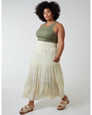 Blue Vanilla Curve Tiered Shirred Maxi Skirt - Green