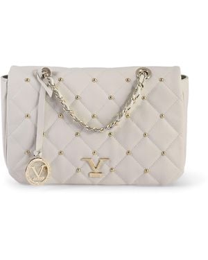 Versace 19.69 Abbigliamento Sportivo Quilted Shoulder Bag Studded Chain Leather - Grey