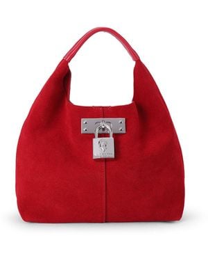 Kurt Geiger Suede Mini Brixton Slouch Hobo Bag - Red
