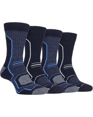 Storm Bloc 4 Pack Cushion Lightweight Hiking Boot Socks For Warm Weather - Blue