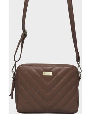 Assots London 'iris' Tan Quilted Soft Pebble Grain Leather Crossbody Bag - Brown