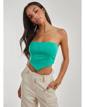 Pink Vanilla Seam Detail Corset Crop Top - Blue
