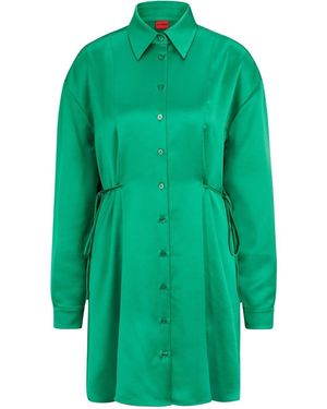 HUGO Keleste Long Sleeve Mini Shirt Dress - Green
