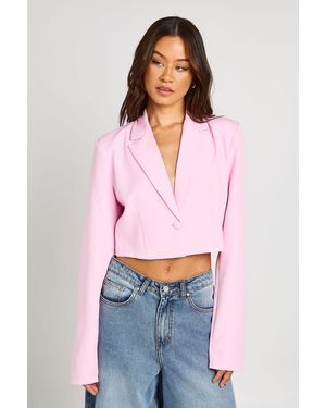 Boohoo Tall Basic Woven Relaxed Fit Crop Blazer - White