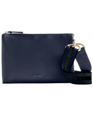 Ted Baker Darceyy Merk Schoudertas Van Geweven Leer - Blauw