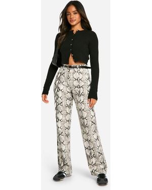 Boohoo Snake Print Straight Leg Jean - Black