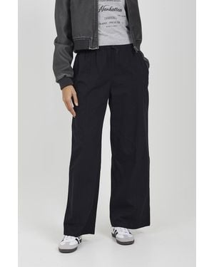 Brave Soul High Waisted Cotton Straight Leg Trousers - Black